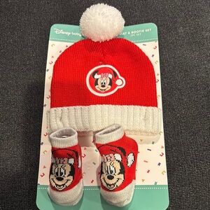 Disney Baby Red and White Minnie Mouse Hat and Bootie Set